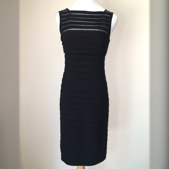 Adrianna Papell Black Shutter Pleat Cocktail Dress - Picture 2 of 8